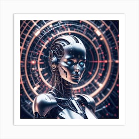 Futuristic Robot Woman Art Print