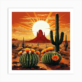 Cactus In The Desert Art Print