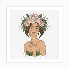 Asian Woman With Flowers Art Print