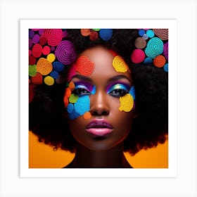 Beautiful African Woman With Colorful Makeup Art Print