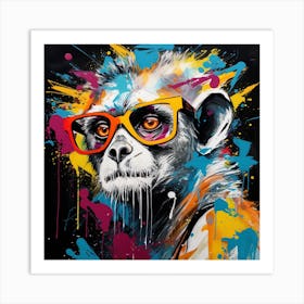 Monkey In Glasses Art Print