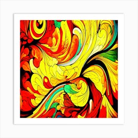 Vibrant colorful abstract spiral wallpaper with ornate shapes Art Print