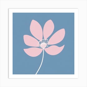 A White And Pink Flower In Minimalist Style Square Composition 504 Art Print