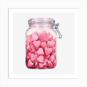 Pink Hearts In A Jar 2 Art Print
