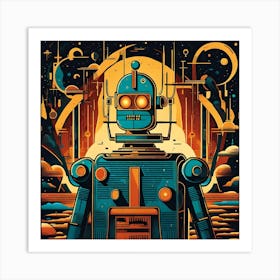 Robot In Space Art Print