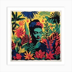 Frida Kahlo Vibrant Lino Print Art Print