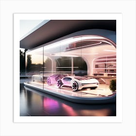 Futuristic Car Showroom 1 Art Print