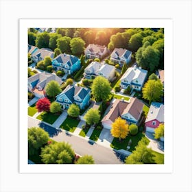 Aerial View Of Residential Neighborhood 1 Art Print