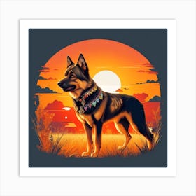 Sunset German Shepherd Art Print