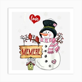 I Love Being A Memere Snowman Christmas Art Print