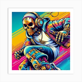 Skeleton Skateboarder Art Print