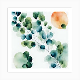 Abstract Watercolor Eucalyptus print Art Print