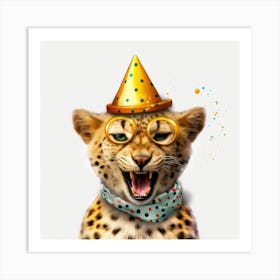 Cheetah In A Party Hat Art Print