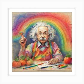 Rainbow Albert Einstein Art Print