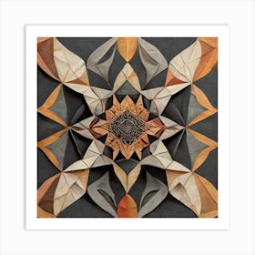 Firefly Beautiful Modern Detailed Floral Indian Mosaic Mandala Pattern In Neutral Gray, Charcoal, Si (5) Art Print