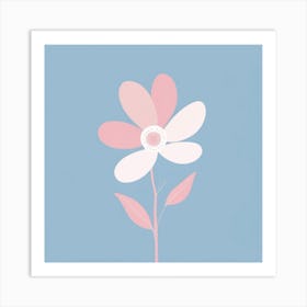 A White And Pink Flower In Minimalist Style Square Composition 537 Art Print