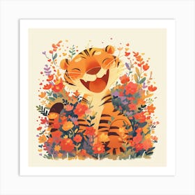 Tiger In Flowers Art Print