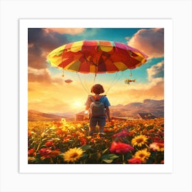 Child In A Field Of Flowers Art Print