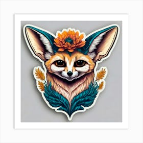 Fox With Flowers 7 Art Print