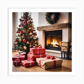 Christmas Tree With Presents 11 Art Print