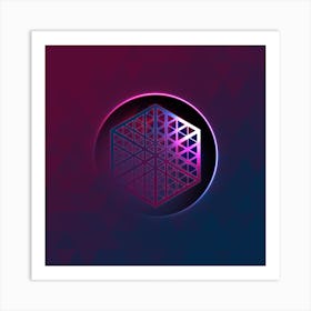 Geometric Neon Glyph on Jewel Tone Triangle Pattern 465 Art Print
