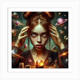 Girl With A Crystal Ball Art Print