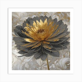 Black And Gold Flower Art Print