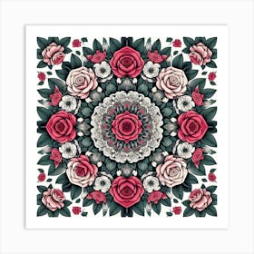 Mandala of roses 3 Art Print