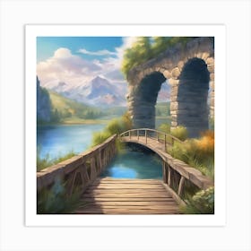 Bridge Over A Lake Art Print
