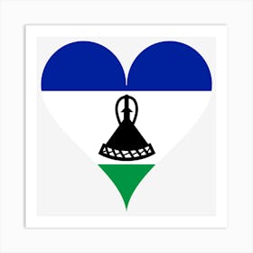 Lesotho Heart Love Flag Heart Shaped Art Print