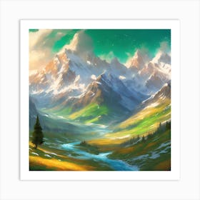 Whispers of the Sunlit Peaks Art Print