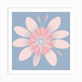 A White And Pink Flower In Minimalist Style Square Composition 90 Art Print