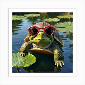 Turtle In Sunglasses 2 Art Print