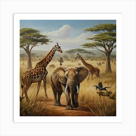 Giraffes In The Wild Art Print