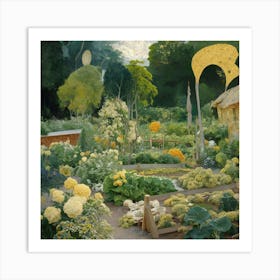 Gustav Klimt Style Farm Garden 33 Art Print