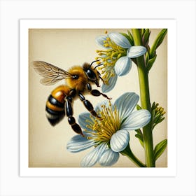 Bee On Flower Art Print