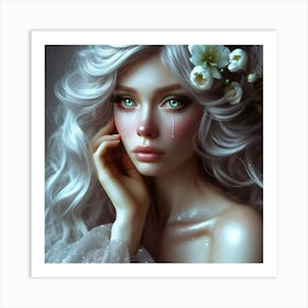 Beautiful Girl With Flowers 1 Art Print