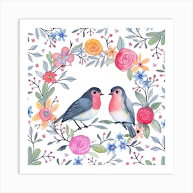 Lovebirds Square Art Print