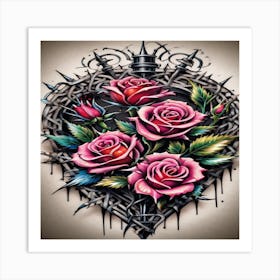 Roses In A Heart Art Print