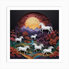 Horses In The Sun Art Print