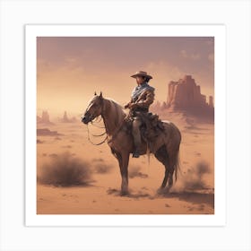 Cowboy In The Desert Art Print