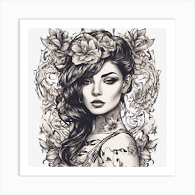 Tattooed Girl Art Print