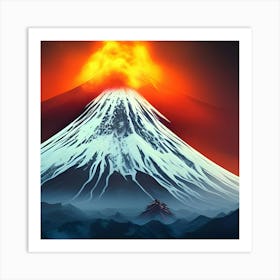 Mount Fuji Volcano Fire Lava Ice Snow Mountain Landscape Japan Art Print