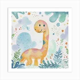 Cute Muted Diplodocus Dinosaur 1 Art Print