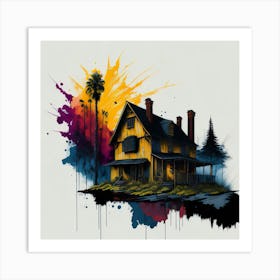 Colored House Ink Painting (54) Art Print