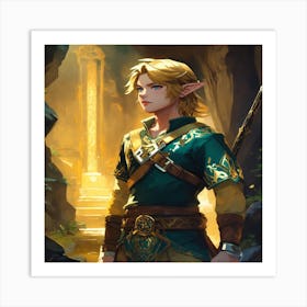 Portrait Of Link A Black And Gold Tunic (1) Art Print