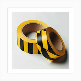 Yellow And Black Striped Tape Art Print