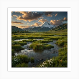 Kazakhstan Mountains At Sunset Art Print