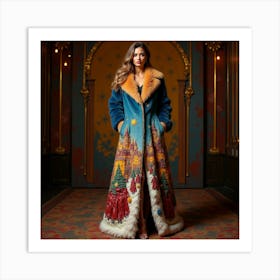 Woman In A Fur Coat 2 Art Print