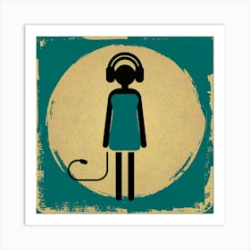 Woman With Headphones 29 Art Print